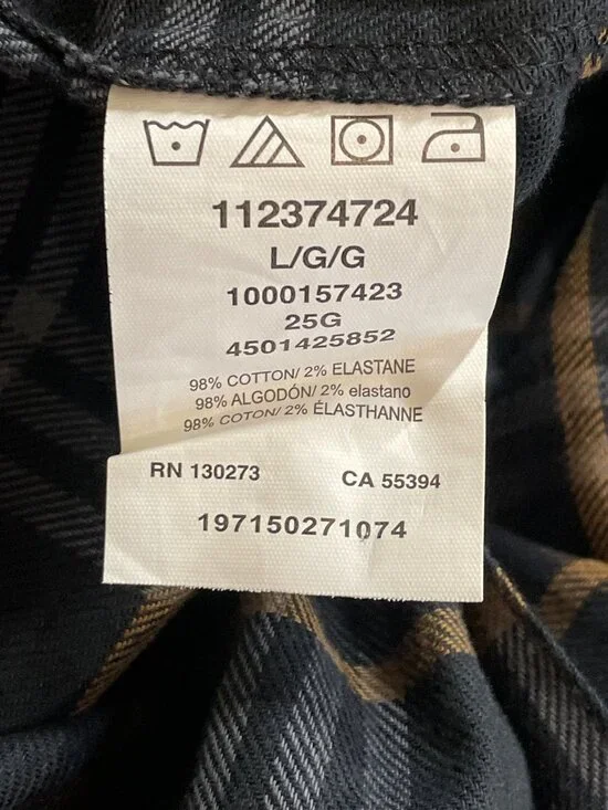 Lee Mens Long Sleeve Plaid Button-Up Shirt Gray & Brown Size Large - Picture 9 of 10